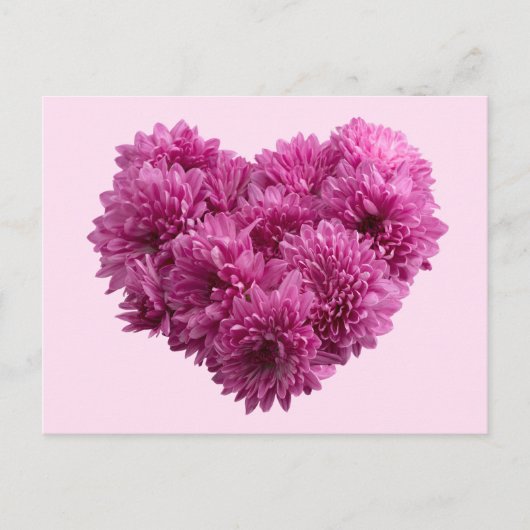 Roze Floral Heart Briefkaart (Voorkant)