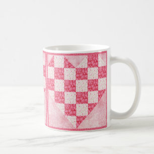 Roze Floral Heart Quilt Kijk Koffiemok