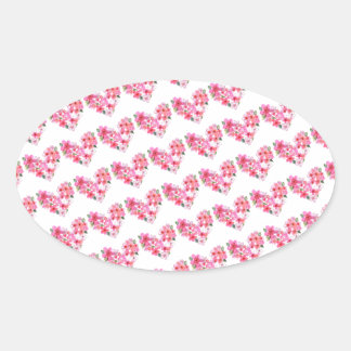 Roze Floral Hearts Envelope Seals Ovale Sticker