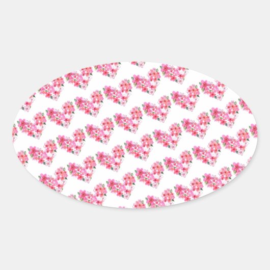 Roze Floral Hearts Envelope Seals Ovale Sticker (Voorkant)