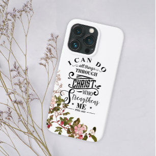 Roze Floral ik kan alles doen door Christus iPhone 13 Pro Hoesje