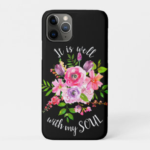 Roze Floral Inspirerend Het is goed met mijn soep iPhone 11 Pro Hoesje