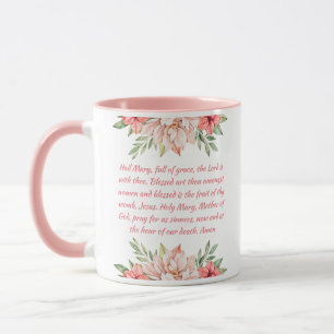 Roze Floral Katholieke Hail Mary Prayer Mok