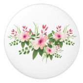 roze Floral Keramische Knop (Voorkant)