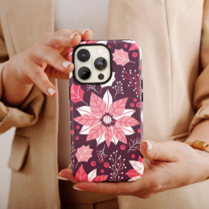 Roze Floral Kerstmis iPhone KerstiPhone 13 Pro Max Hoesje