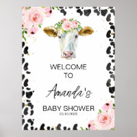 Roze Floral Koe Druk Heilige Koe Baby shower Welko
