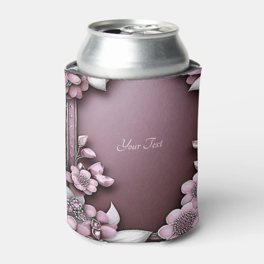 Roze Floral Koelbox Blikjeskoeler (Blikje Voorkant)