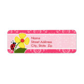 Roze Floral; Ladybug Etiket (Voorkant)