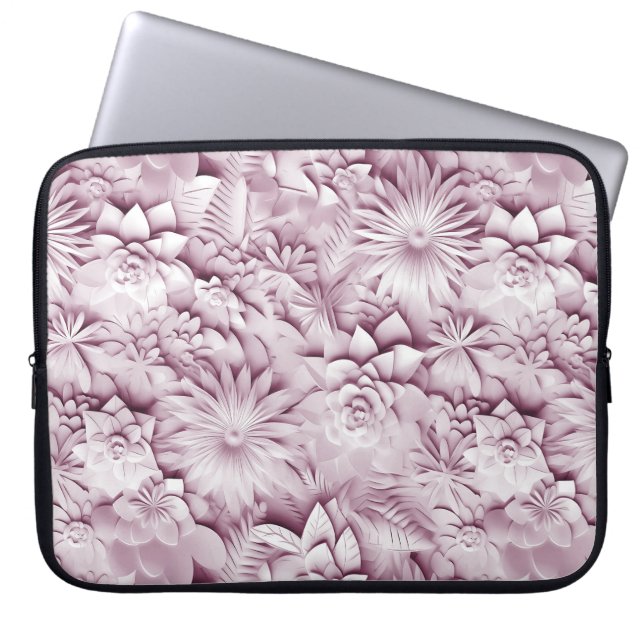 Roze Floral laptophoes Laptop Sleeve (Voorkant)