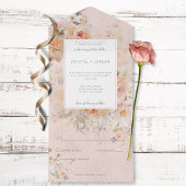 Roze Floral Lijst Geen diner All In One Uitnodiging