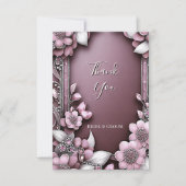 Roze Floral Lijst Hartelijk dank Bedankkaart (Voorkant)