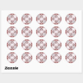 Roze Floral Lijst Klassieke ronde Sticker (Vel)