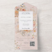  Roze Floral-Lijst QR-code All In One Uitnodiging (Binnen)