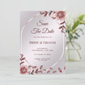 Roze Floral Lijst sparen de Datum Save The Date (Staand voorkant)