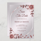 Roze Floral Lijst sparen de Datum Save The Date (Voorkant / Achterkant)