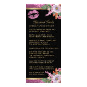 roze Floral Lip Glitter - Zwarte Prijslijst Reclamekaart (Achterkant)