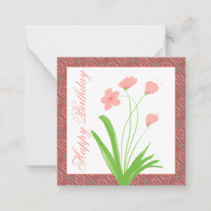 Roze Floral Mini Notitiekaartje