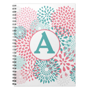 Roze Floral Monogram Notitieboek