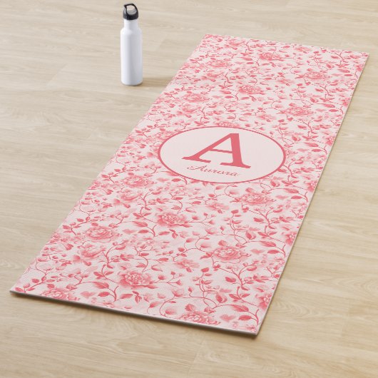 Roze Floral Monogram Yogamat (In situ)