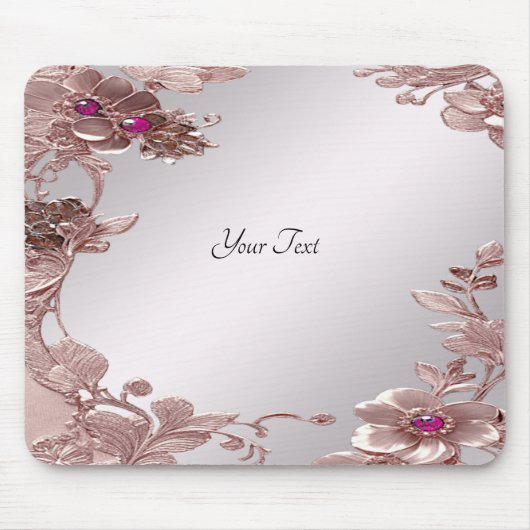 Roze  Floral Mousepad Muismat (Voorkant)
