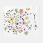 Roze Floral Name Fleece Deken (Voorkant (Horizontaal))