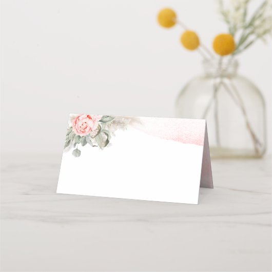 Roze Floral Name Kaarten (Voorkant)