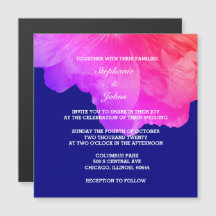 Roze Floral Navy Blue White Cute Unique Wedding