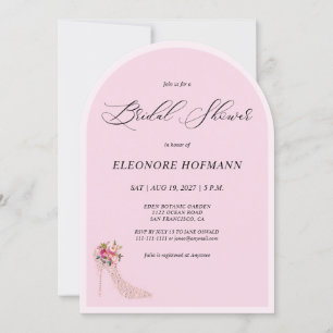 Roze Floral op hoog niveau Bridal Shower Uitnodigi Kaart