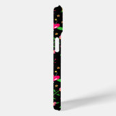  roze Floral op zwart monogram Case-Mate iPhone Case (Achterkant / Rechts)