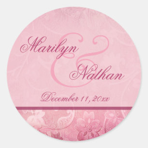 Roze Floral Paisley Envelope Seal Ronde Sticker