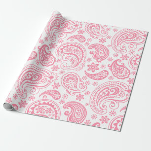 Roze  Floral paisley over witte achtergrond Cadeaupapier