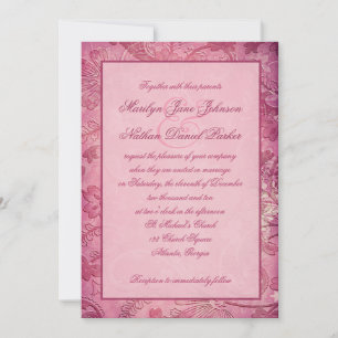 Roze Floral Paisley Wedding Invitation Kaart