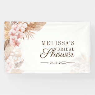Roze Floral Pampas Grass Boho Vrijgezellenfeest Spandoek