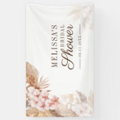 Roze Floral Pampas Grass Boho Vrijgezellenfeest Spandoek (Verticaal)