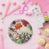 Roze Floral Papieren Bordje (Feest)