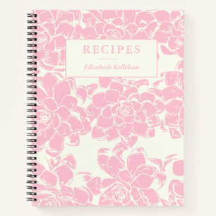  roze Floral Patroon Aangepast Recipe Notitieboek