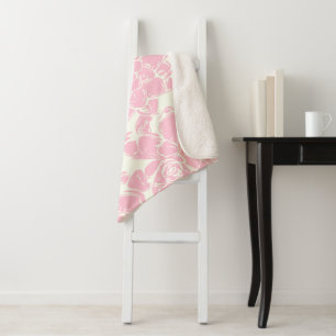  roze Floral Patroon Sherpa Deken