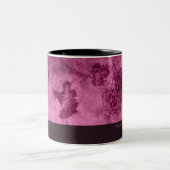 Roze  Floral Pattern Aangepaste Naam Tweekleurige Koffiemok (Center)