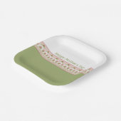 Roze Floral Pattern Accented Square Papieren Bordje (Gebogen)