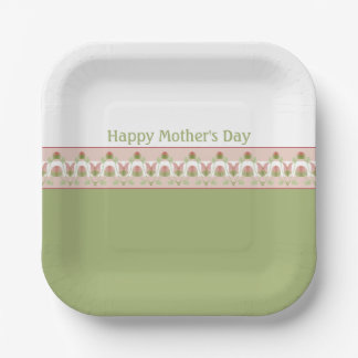 Roze Floral Pattern Accented Square Papieren Bordje