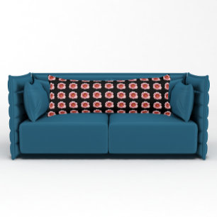 Roze Floral Pattern Daylily op Black Lichaamskussen