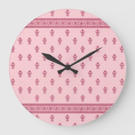 Roze Floral Pattern Grote Klok (Voorkant)