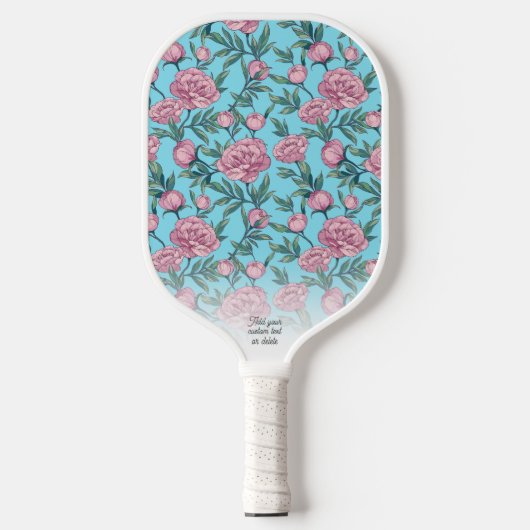 roze Floral Pattern Persoonlijke tekstnaam Pickleball Paddle (Voorkant)