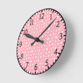 Roze Floral Pattern Ronde Klok (Hoek)