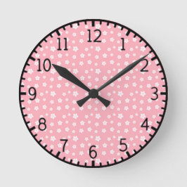 Roze Floral Pattern Ronde Klok