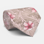 Roze Floral Pattern Stropdas (Opgerold)
