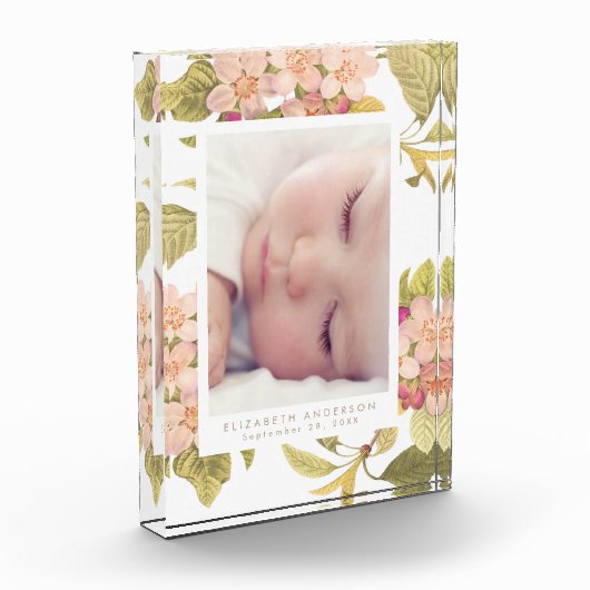Roze  Floral Photo Block Lijst Fotoblokken (Links)