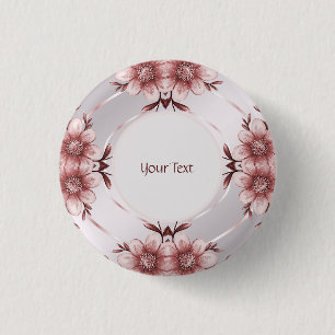 Roze Floral Pinback-Button Ronde Button 3,2 Cm