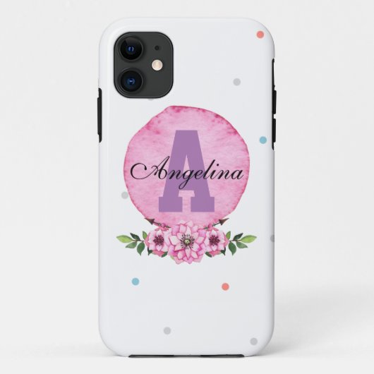Roze Floral & Polka-ontwerp - Personaliseer uw eig Case-Mate iPhone Case (Achterkant)