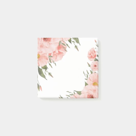Roze Floral Post-it® Notes (Voorkant)